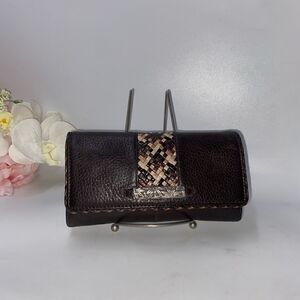 Brighton Leather Weave Wallet Brown
